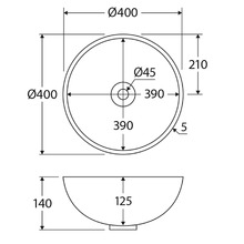 Aluca 400mm Ceramic Above Counter Basin